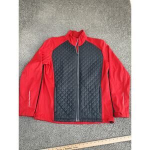 Crivit Jacket Mens Large Red Black Quilted Softshell Full Zip Running IAN 278197